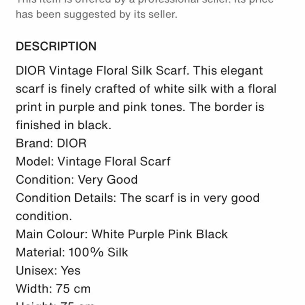 DIOR Vintage Floral Silk Scarf.  white silk with a floral print